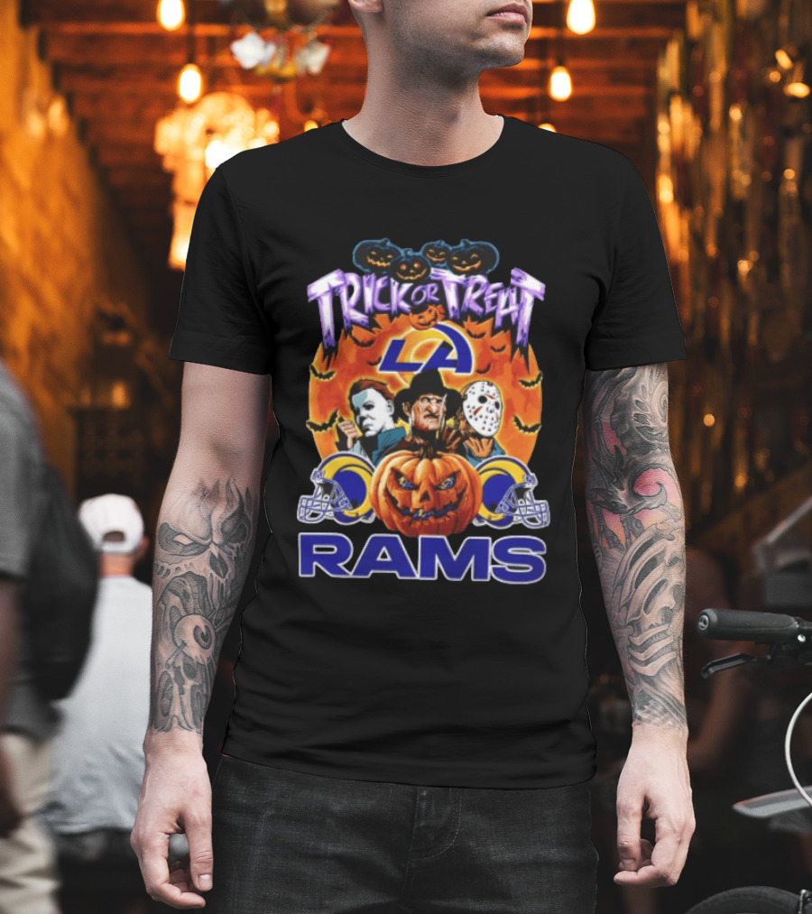 Los Angeles Rams Halloween Trick Or Treat Horror Pumpkin Football T-Shirt