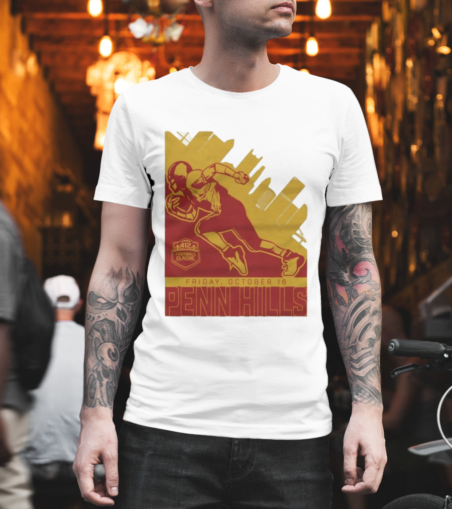 412 Football Classic Penn Hills Friday October 16 Football Player Image T-Shirt
