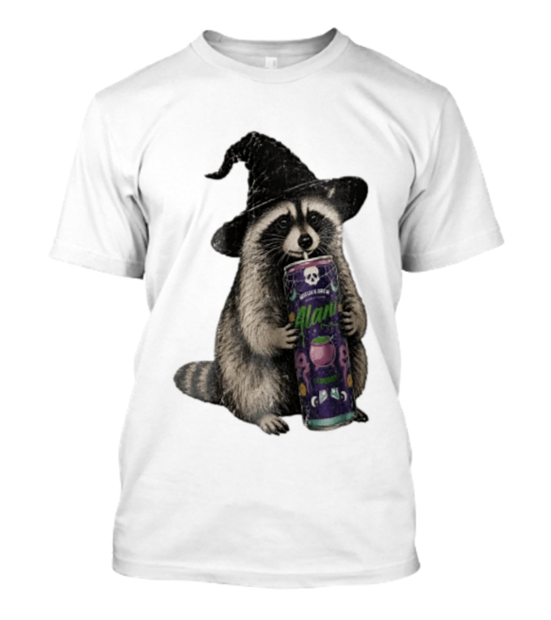 Alani Witches Brew Raccoon Witch Hat Can Holding T-Shirt