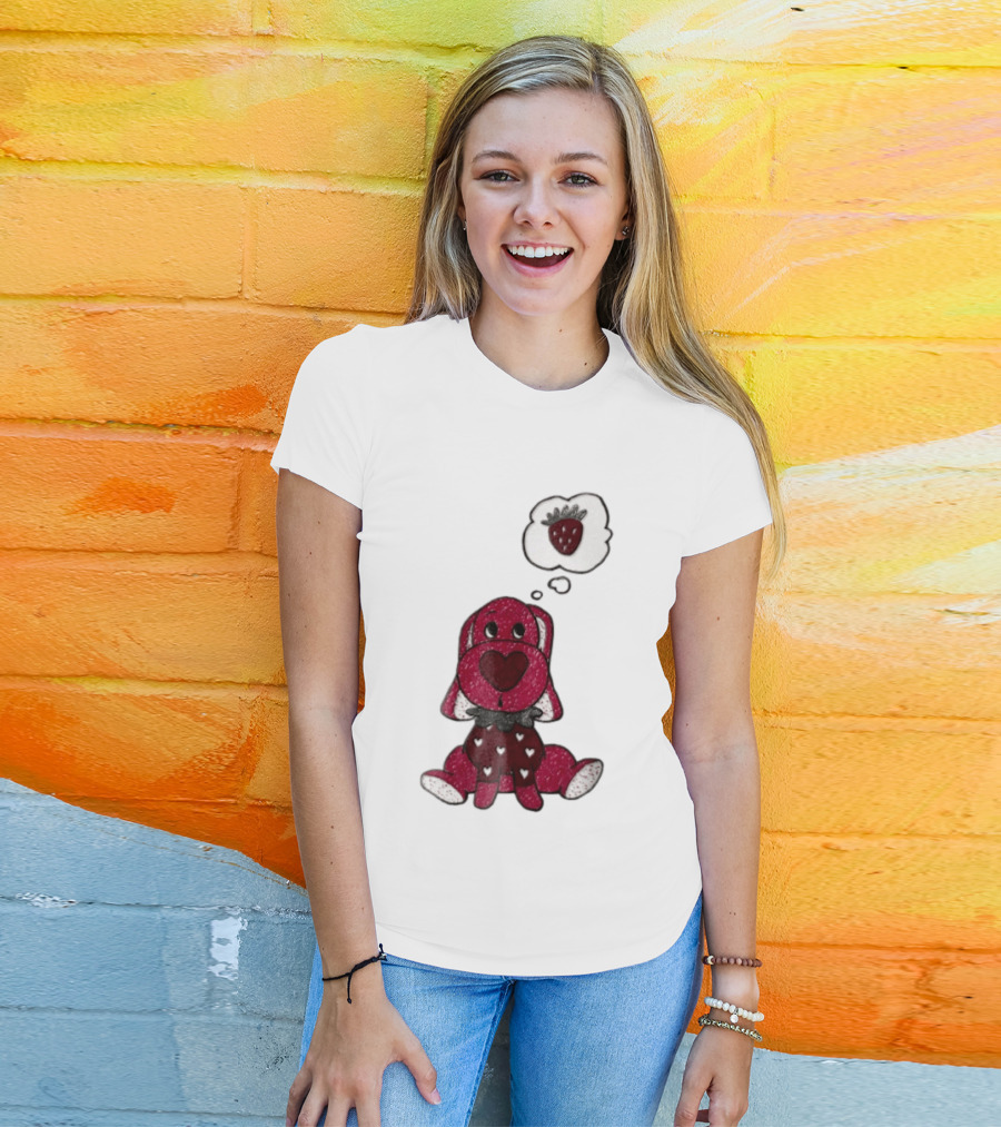 Dog With Strawberry Thought Bubble Costume Hearts T-Shirt