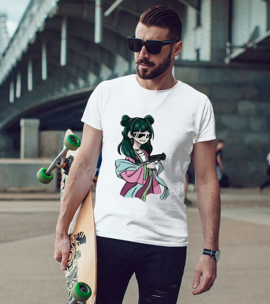 Mao Mao The Apothecary Diaries Anime Character With Gun And Sunglasses T-Shirt