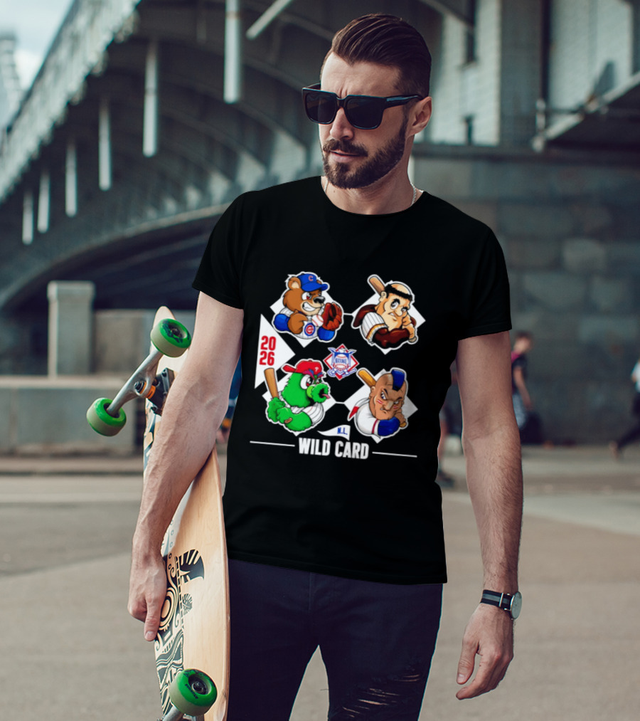 2026 National League Wild Card Cubs Baseball Cartoon Characters T-Shirt