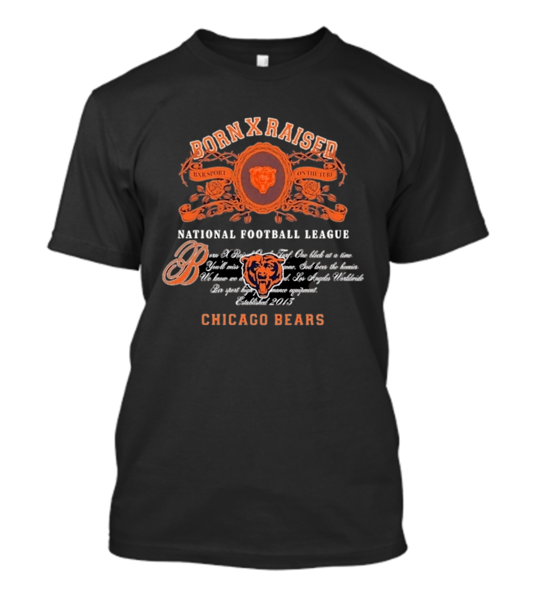 Born X Raised National Football League Chicago Bears 2015 T-Shirt