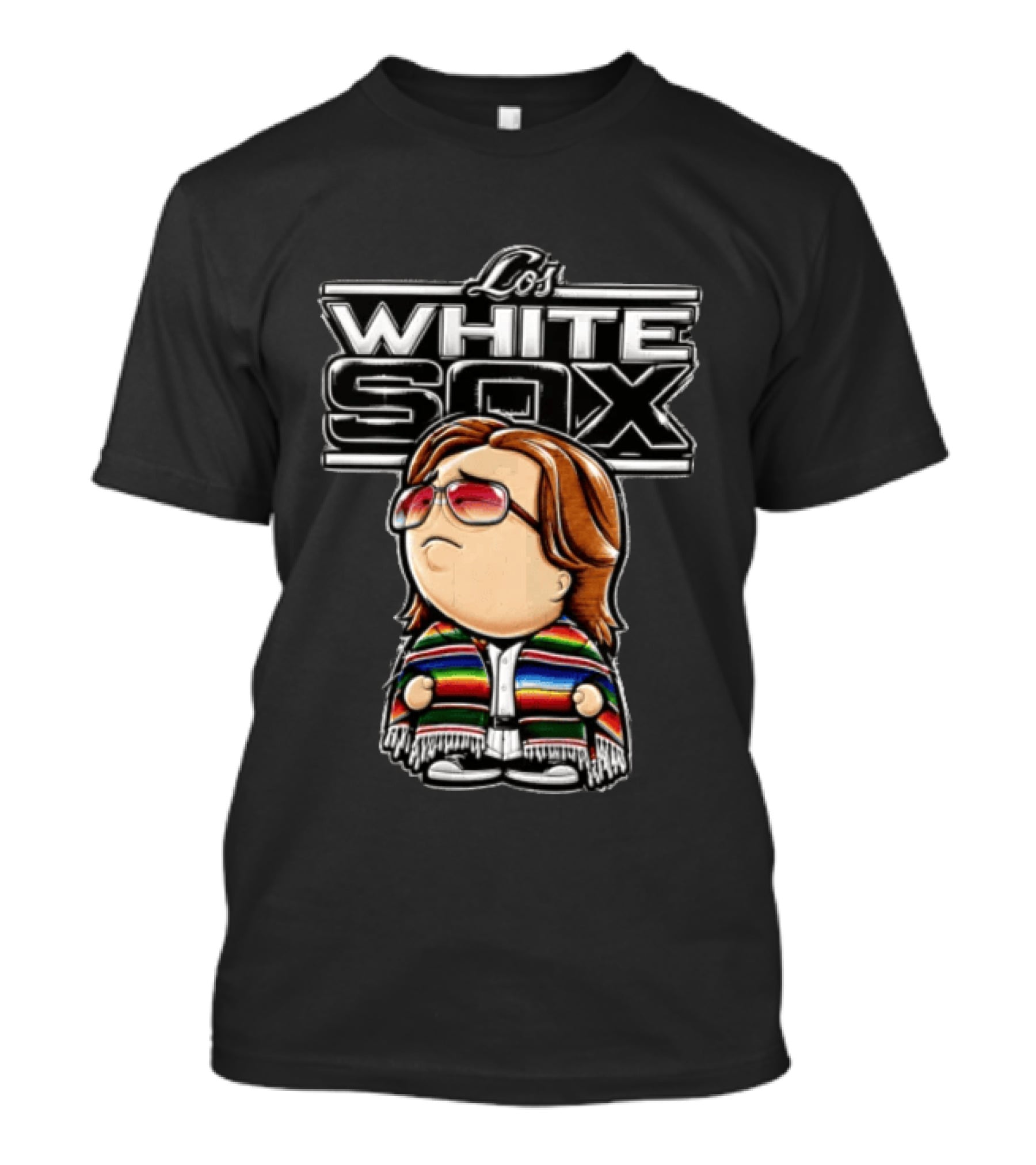 Los White Sox Character With Sunglasses And Colorful Poncho T-Shirt