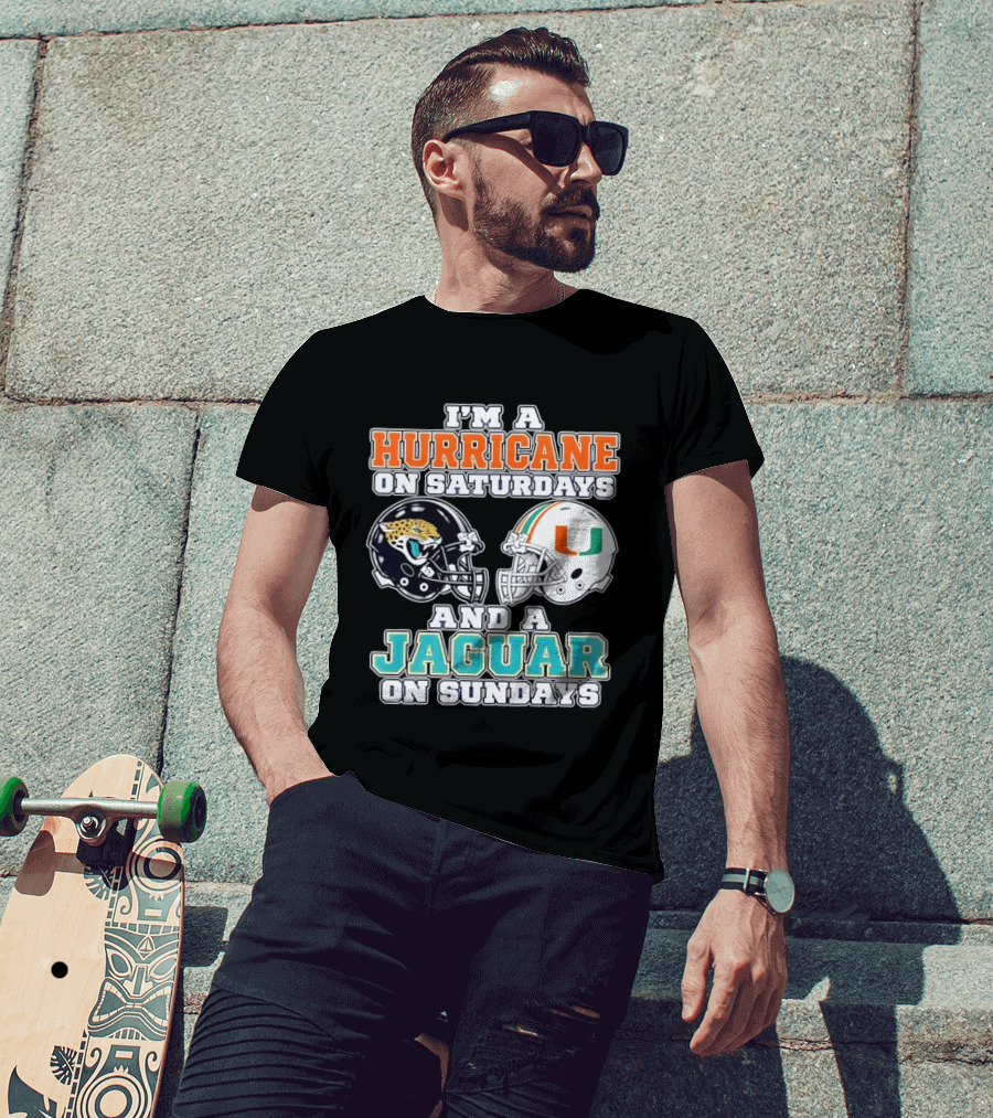 Hurricane Saturdays Jaguar Sundays Football Helmets T-Shirt
