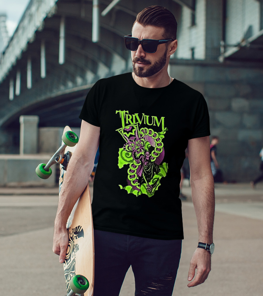 Trivium Australia Tour 2026 Neon Green Serpent Wizard T-Shirt