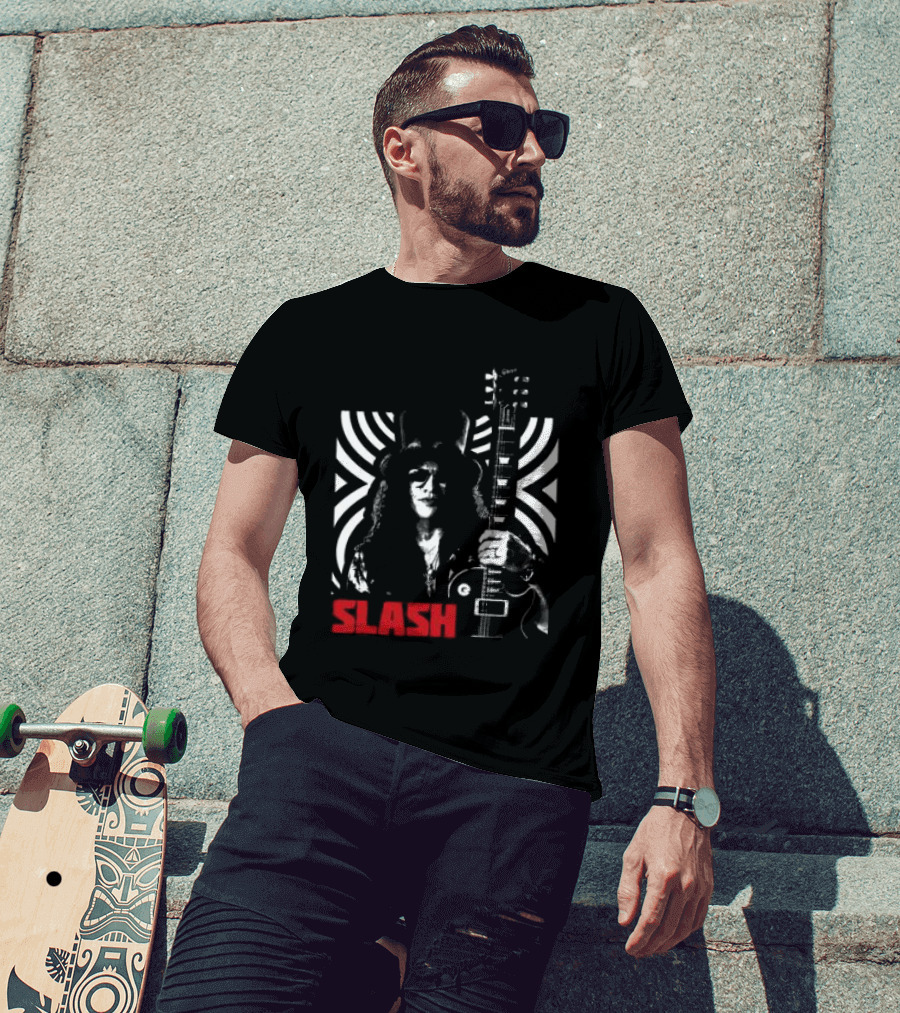 SLASH Iconic Guitarist And Guitar Bold Classic Rock T-Shirt