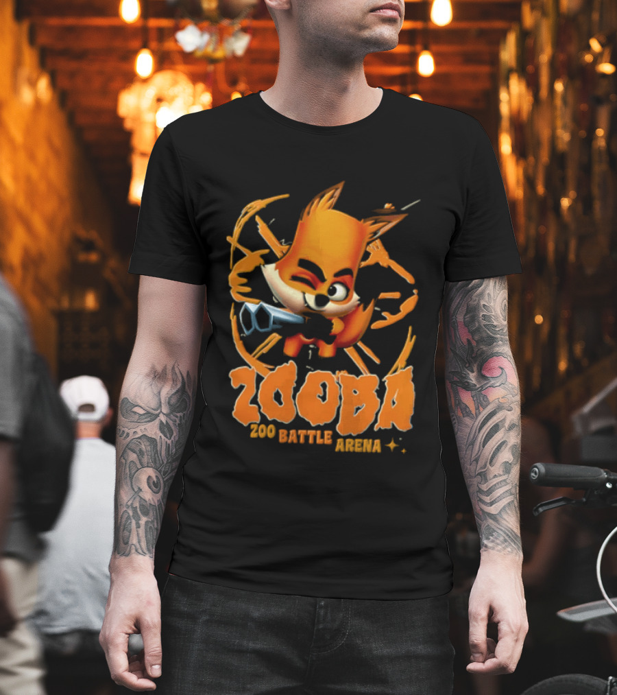 Zooba Zoo Battle Arena Fox Character With Orange And Blue T-Shirt