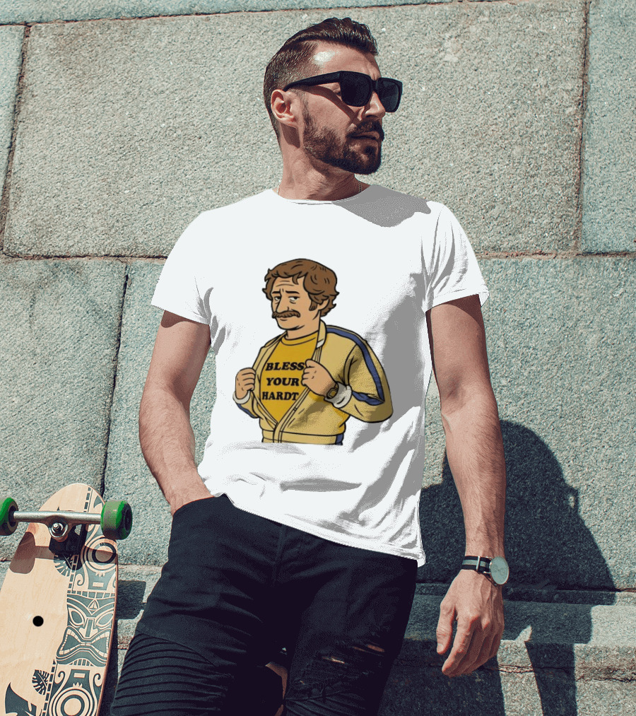 Bless Your Hardt Damn I'm Good Cartoon 70s Style Mustache Vintage Look T-Shirt