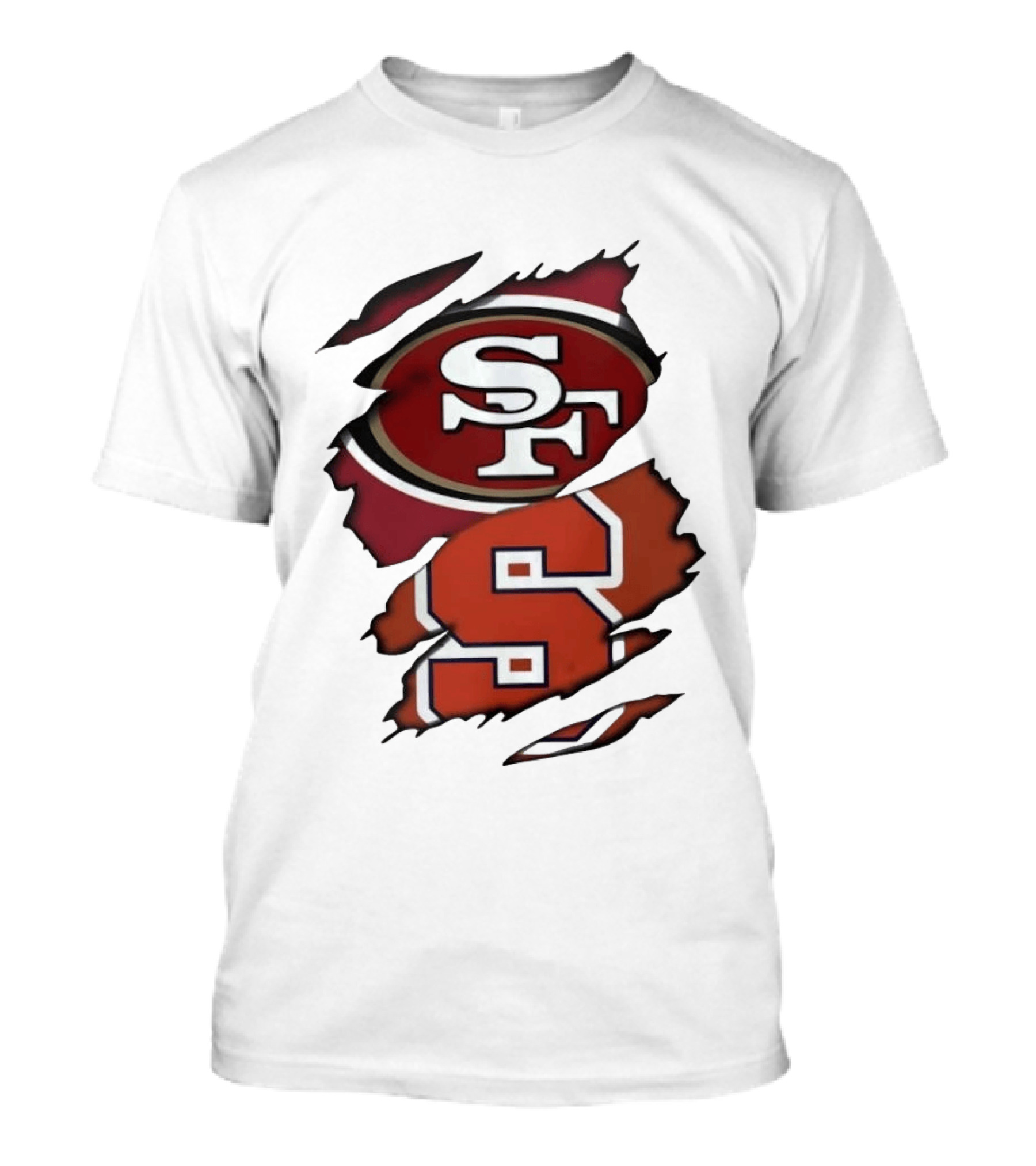 San Francisco 49ers SF Syracuse Orange S Ripped Logos T-Shirt