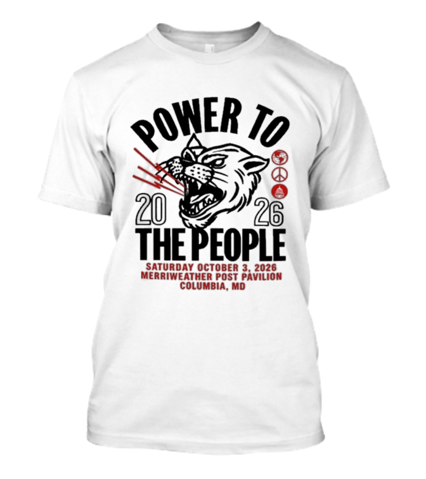 Power To The People Tom Morello Merriweather Post Pavilion Columbia MD October 3 2026 T-Shirt