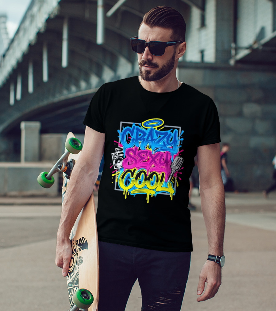 Crazy Sexy Cool Graffiti Boombox Microphone 90s R&B T-Shirt