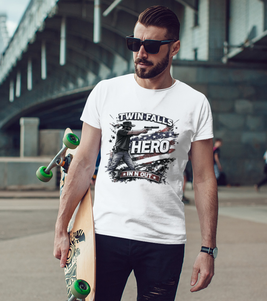 Twin Falls Hero In N Out American Flag Gunman T-Shirt