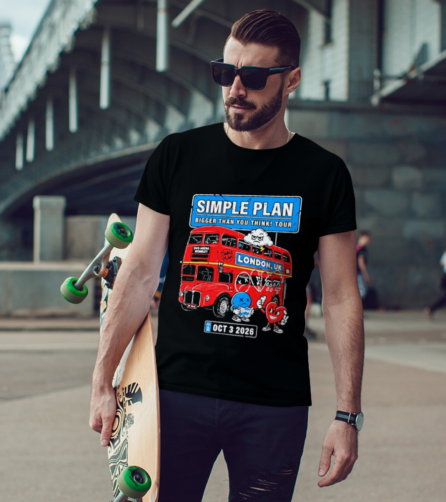 Simple Plan Bigger Than You Think Tour London UK Double Decker Oct 3 2026 T-Shirt
