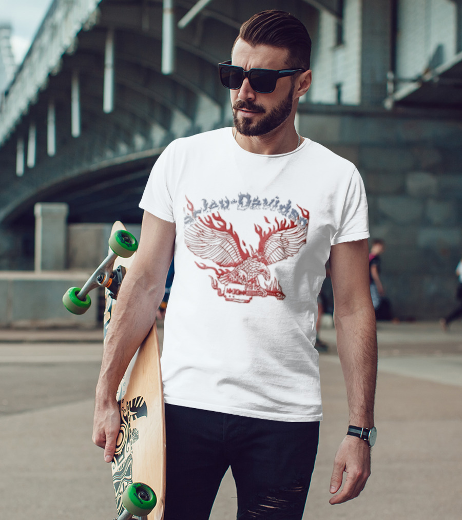 Harley Davidson Flaming Eagle Electric Guitar T-Shirt