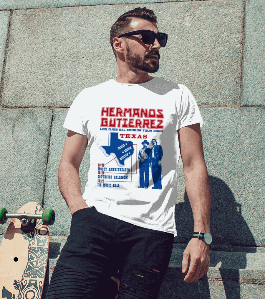 Hermanos Gutierrez Texas Los Ojos Condor Tour Dates October 18 Austin 20 Houston 21 Dallas 2026 T-Shirt