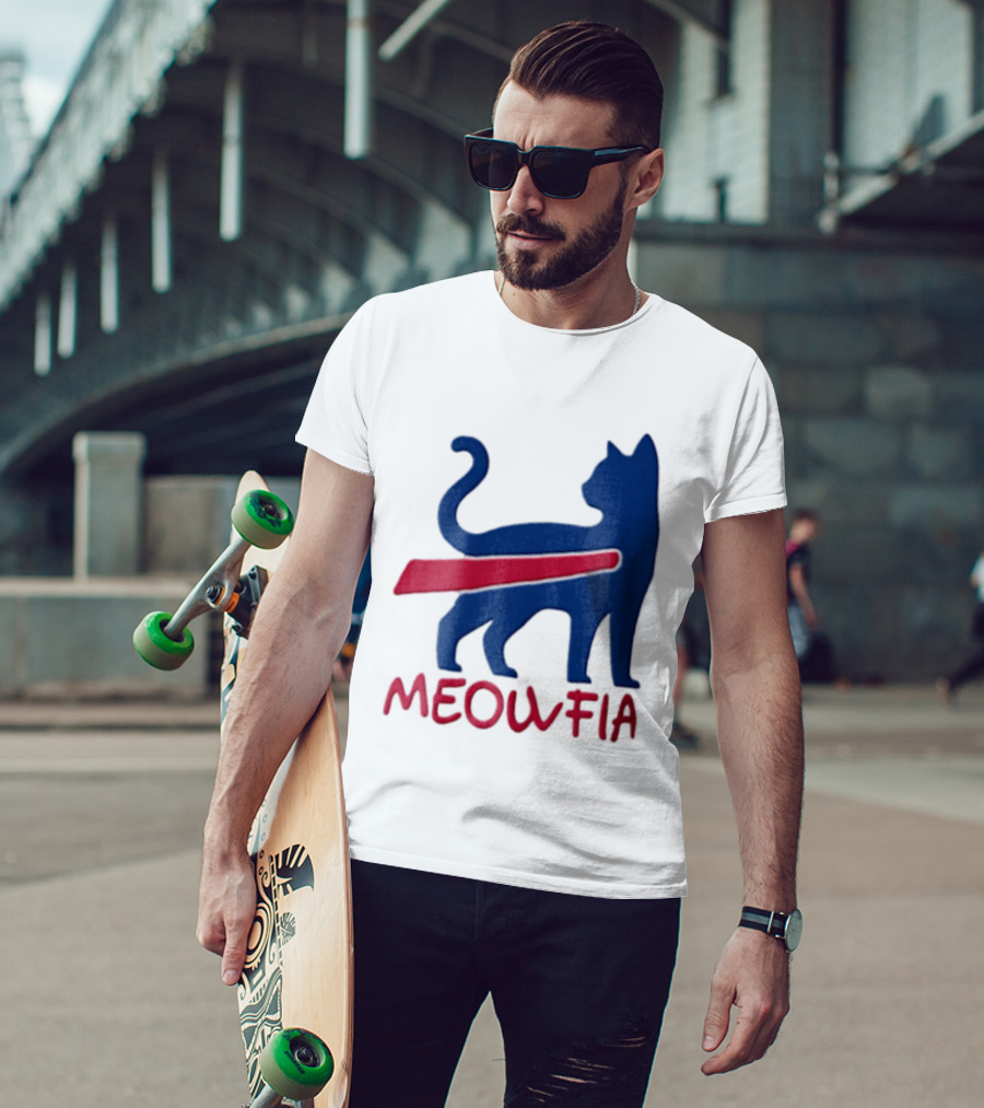 Meowfia Blue Cat Red T-Shirt