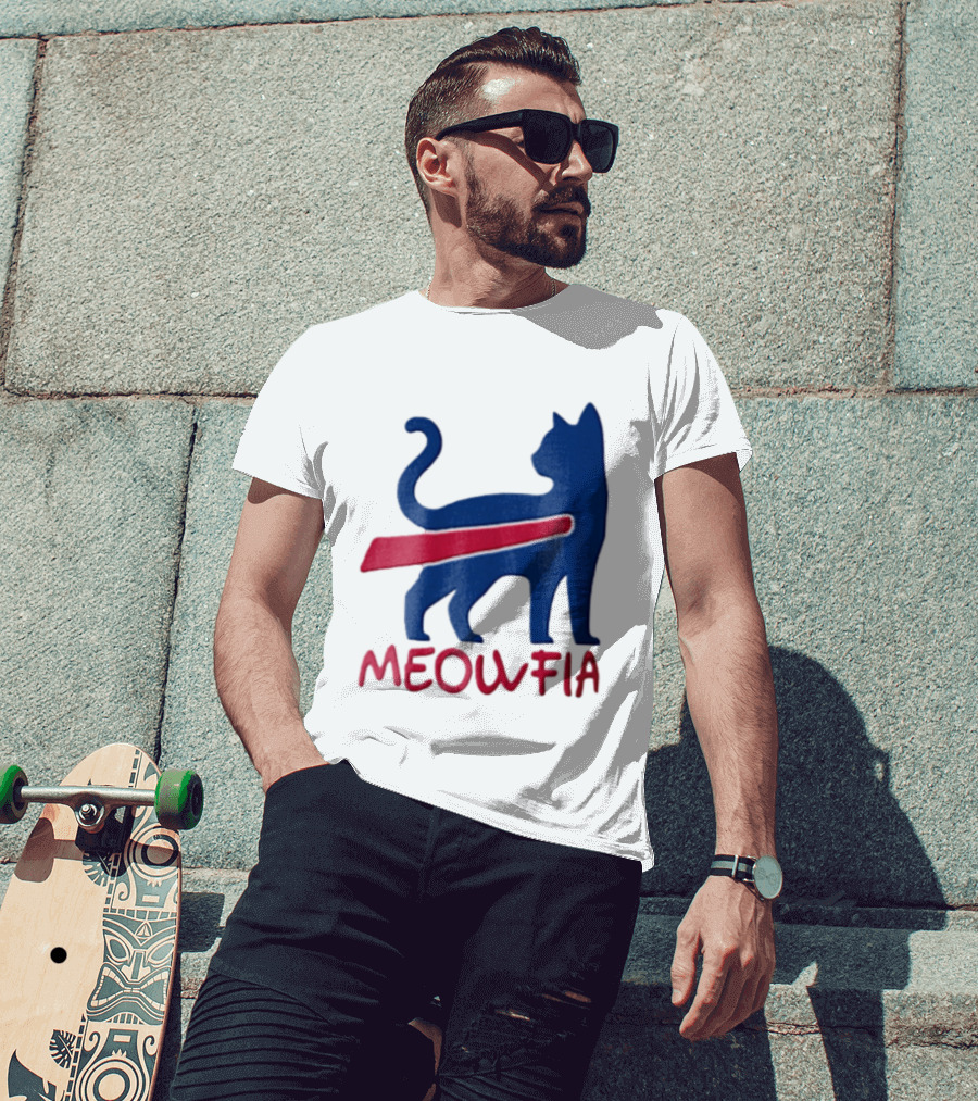 Meowfia Blue Cat Red T-Shirt