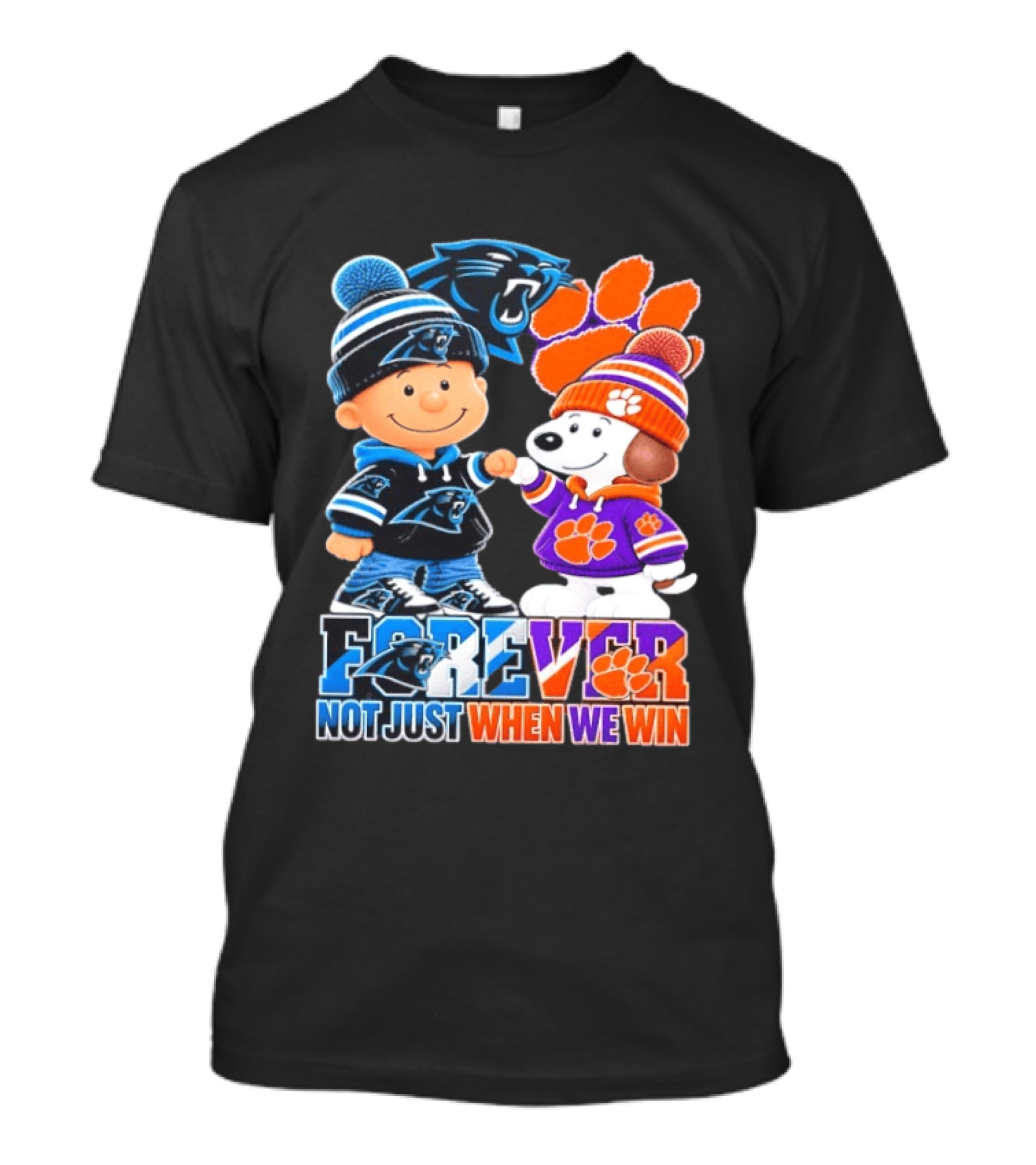 Charlie Brown Snoopy Carolina Panthers Clemson Tigers Forever Not Just When We Win T-Shirt