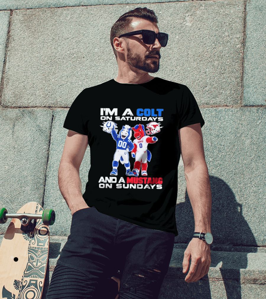 I'm A Colt On Saturdays And A Mustang On Sundays SMU Mascots Football Team T-Shirt