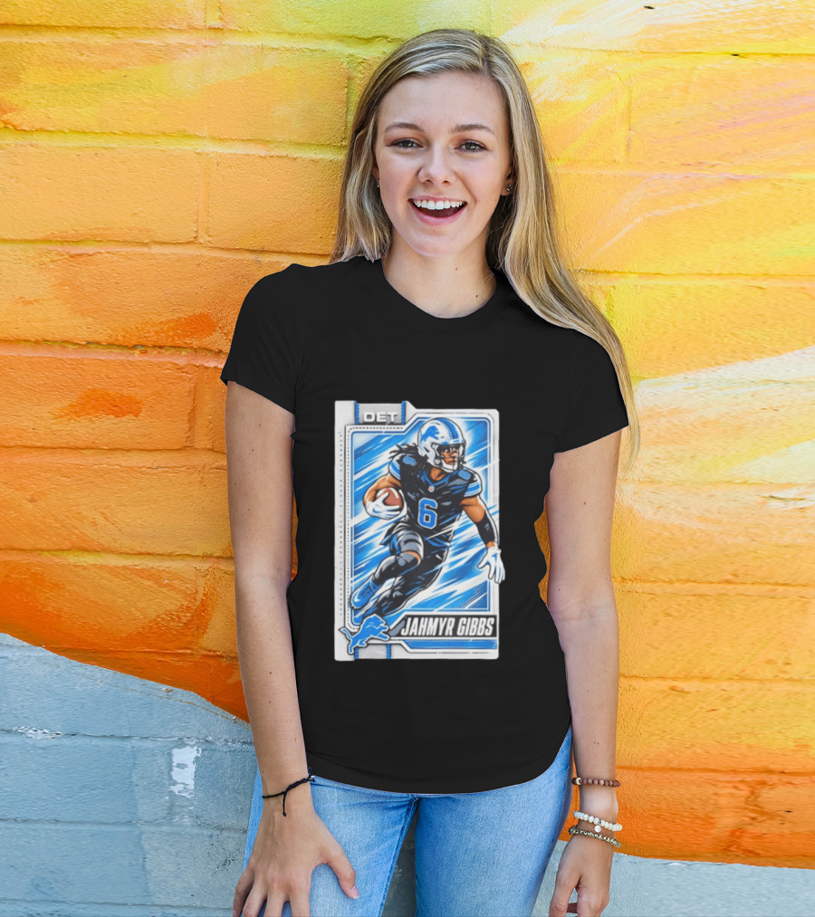 Jahmyr Gibbs DET 6 Football Card Detroit Lions T-Shirt