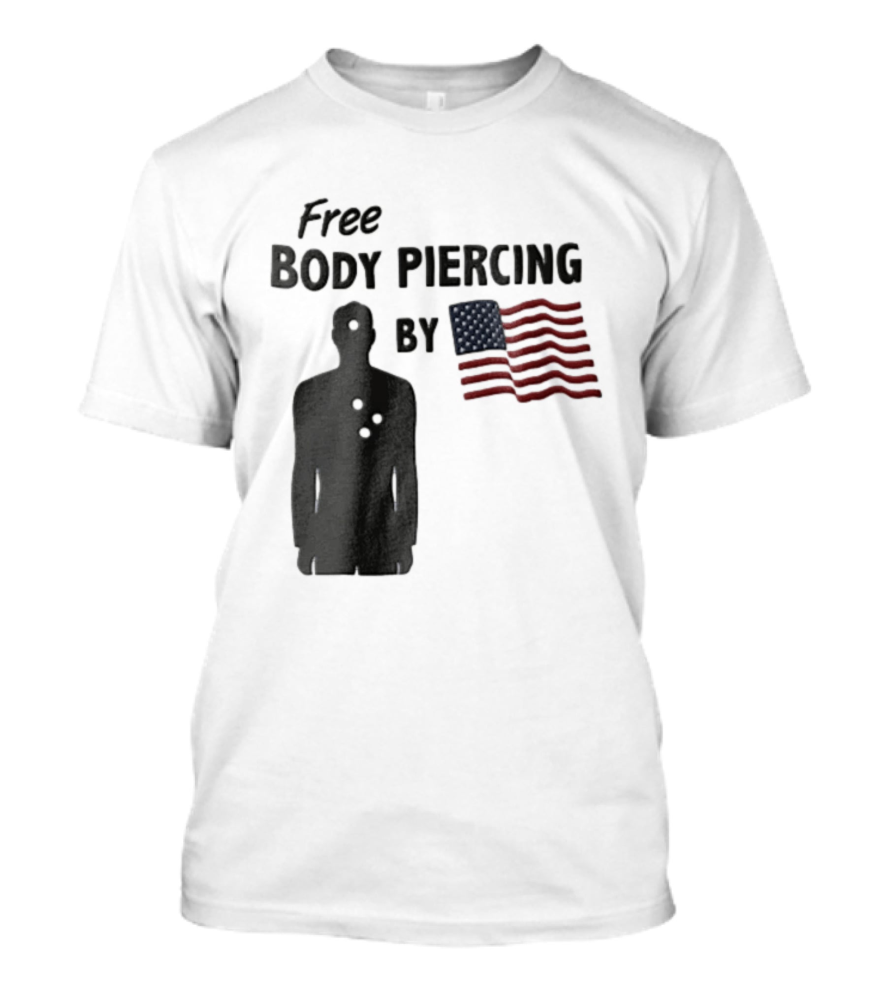 Free Body Piercing By Bullet Holes USA Flag T-Shirt