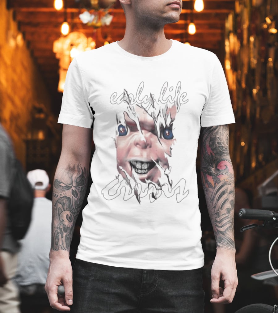 Nettspend Store Early Life Crisis Chucky Face Tear Effect T-Shirt
