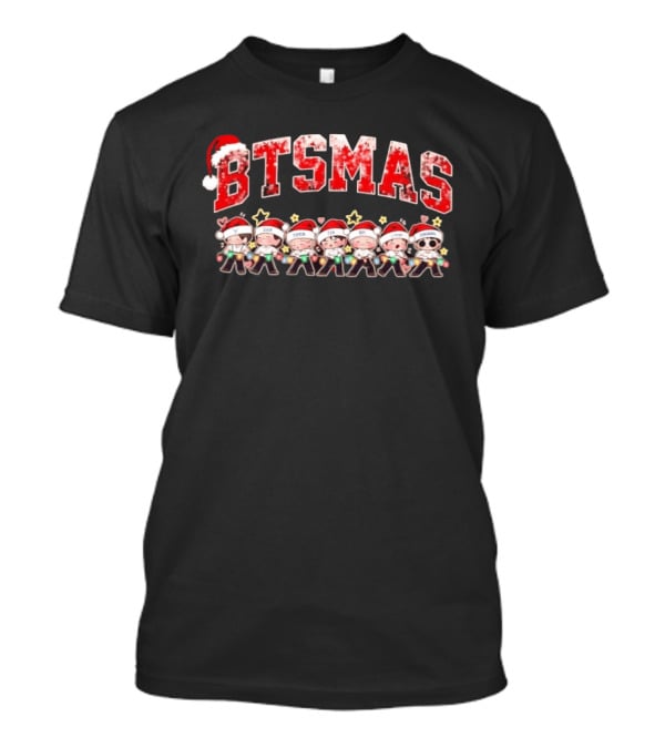 BTSMas Christmas K Pop 2026 Member Characters With Santa Hats T-Shirt