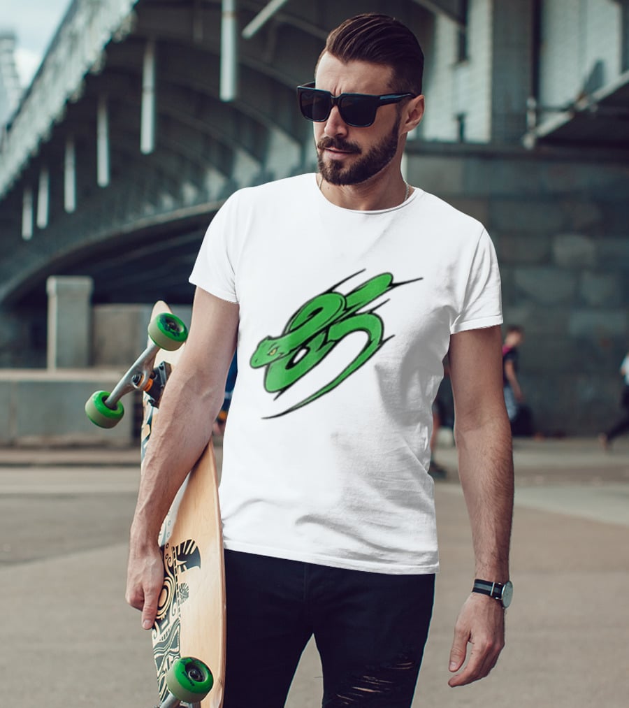 Green Snake Shaped Number Five Serpent T-Shirt
