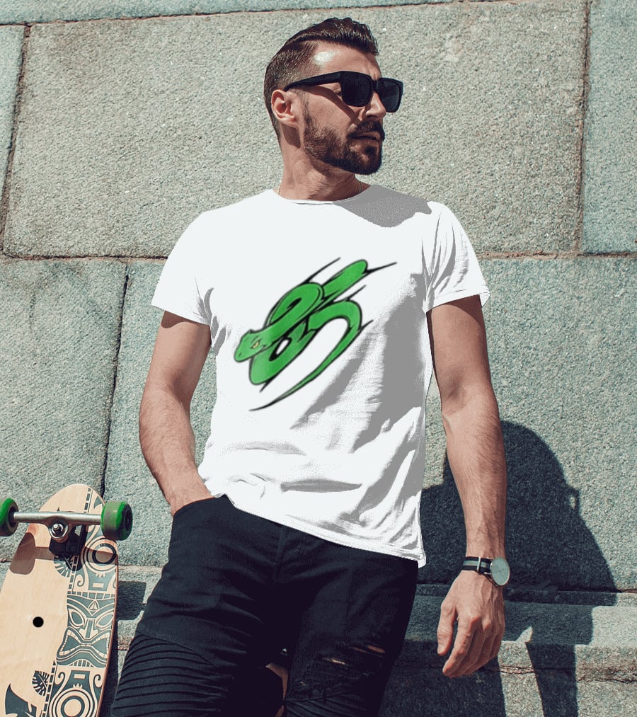 Green Snake Shaped Number Five Serpent T-Shirt