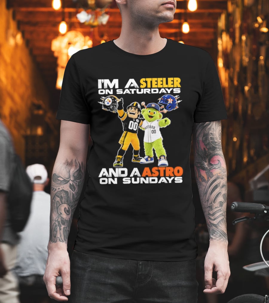 I'm A Steeler On Saturdays And An Astro On Sundays Football And Baseball Mascots T-Shirt