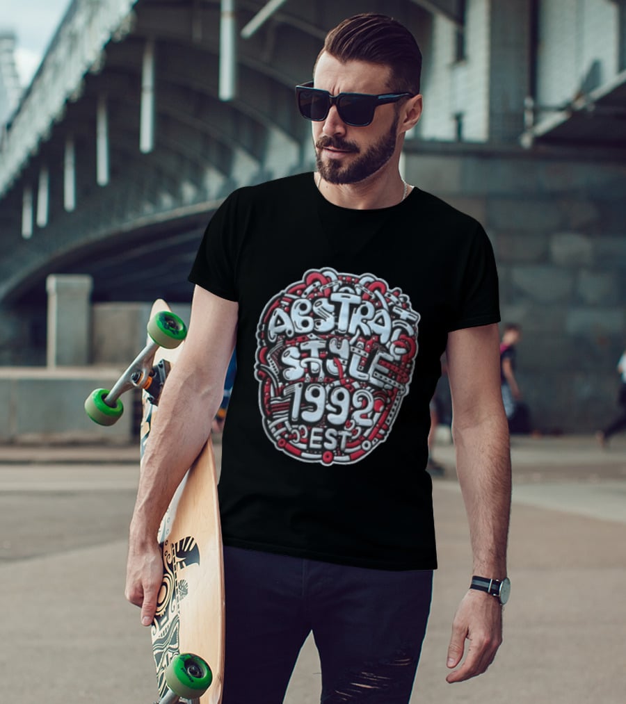 Abstract Style 1992 EST Graffiti Red White T-Shirt