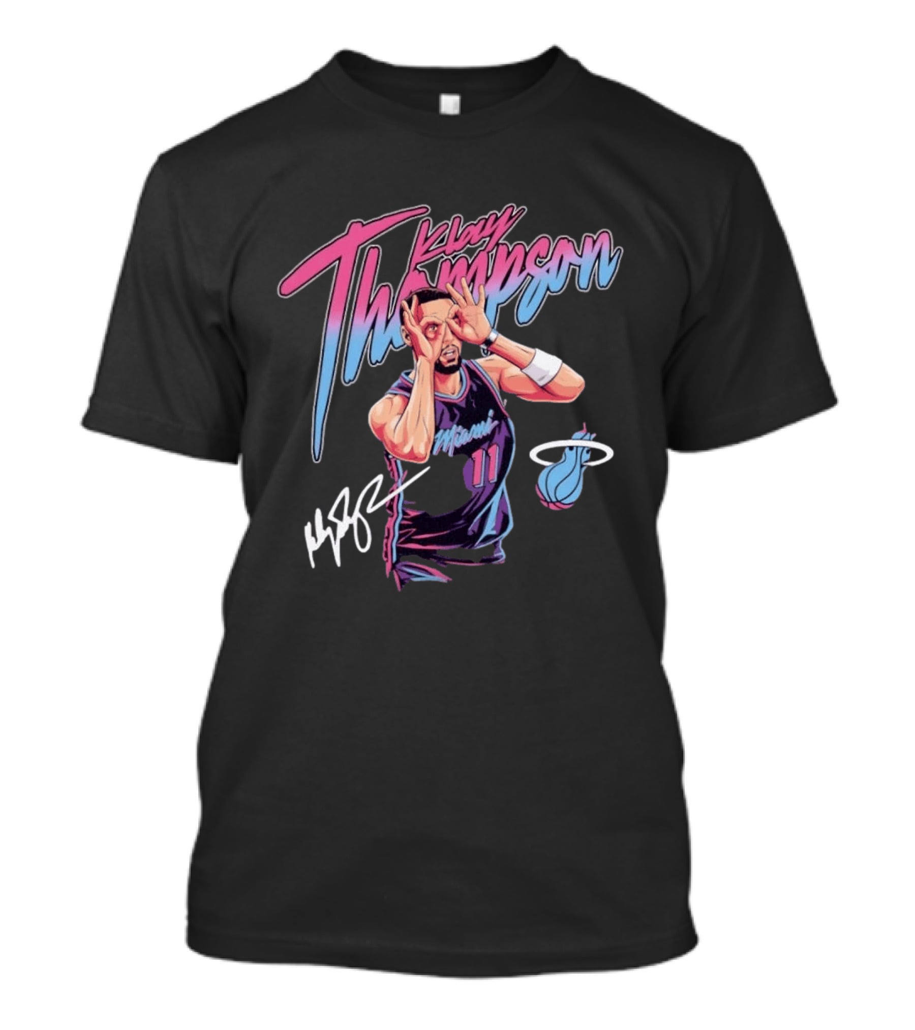 Klay Thompson Miami Heat 11 Three Goggles Signature T-Shirt