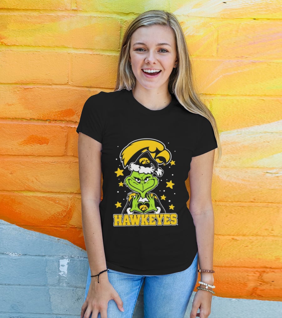 Iowa Hawkeyes Grinch Christmas NCAA Fan Gear T-Shirt