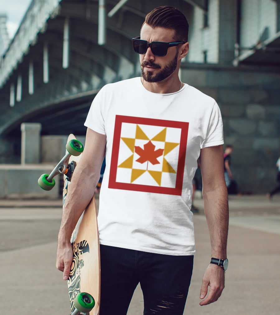 Kentucky Fall Quilt Maple Leaf Star Patchwork T-Shirt