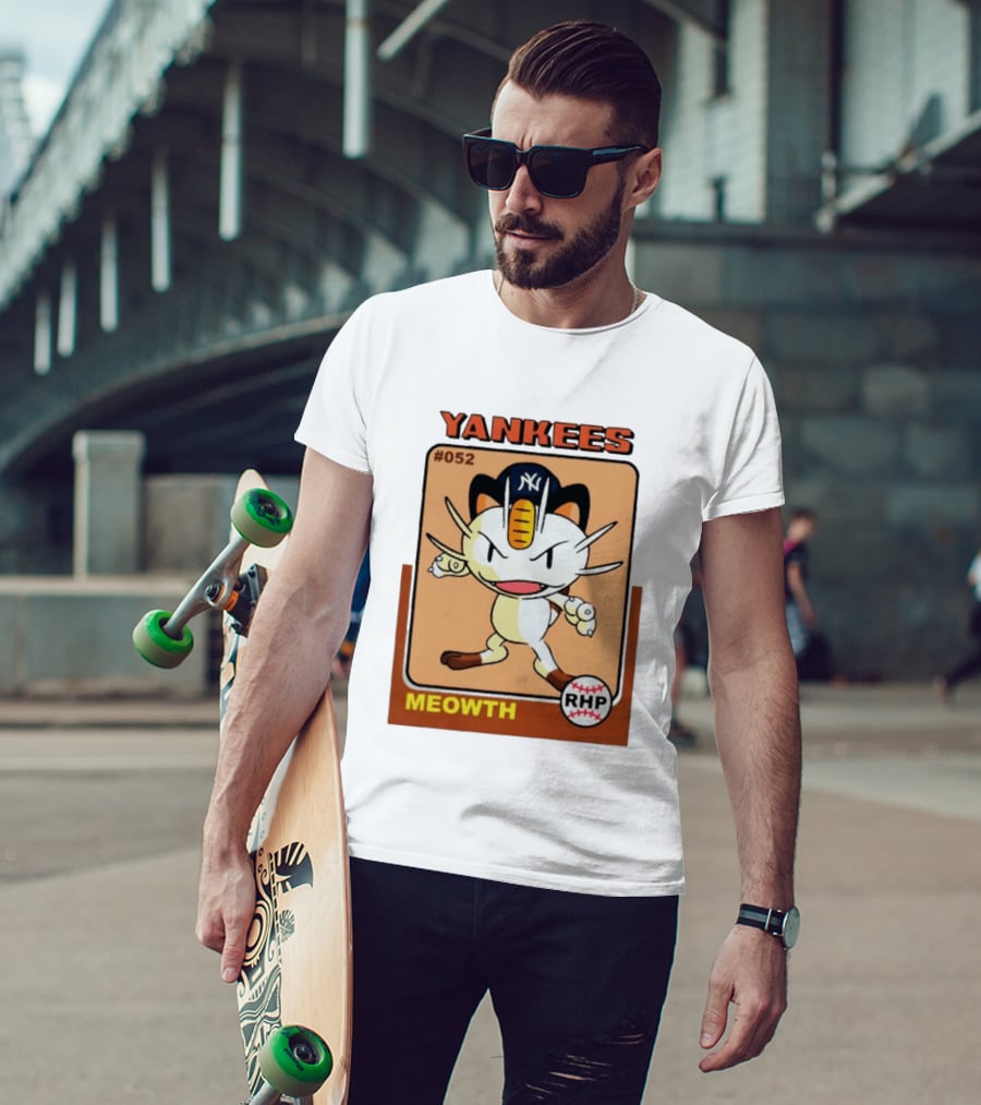 Yankees Meowth #052 RHP Baseball Card T-Shirt