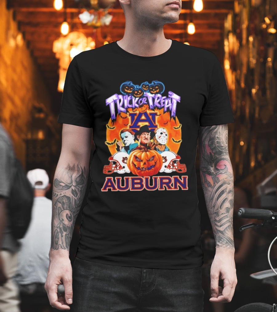 Auburn Tigers Halloween Trick Or Treat Horror Characters 2026 T-Shirt