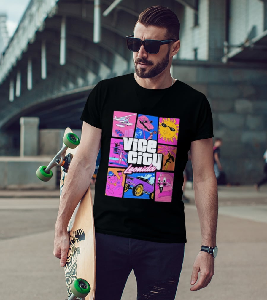 Vice City Leonida Sun Shades Crocodile Pink Car T-Shirt