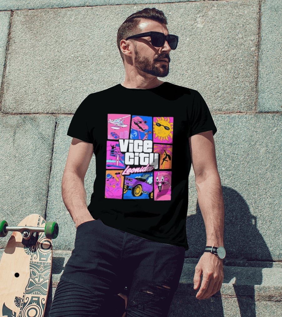 Vice City Leonida Sun Shades Crocodile Pink Car T-Shirt