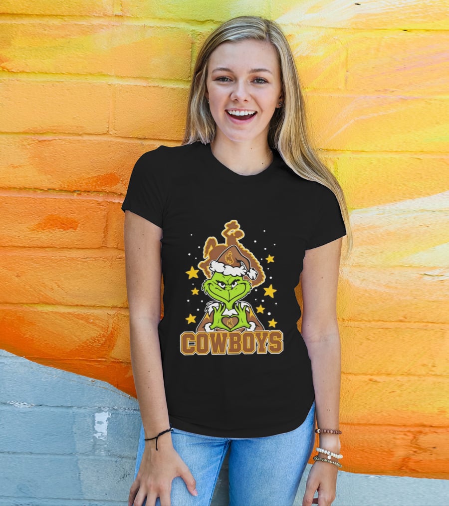 Grinch Cowboys Christmas Wyoming College Football T-Shirt