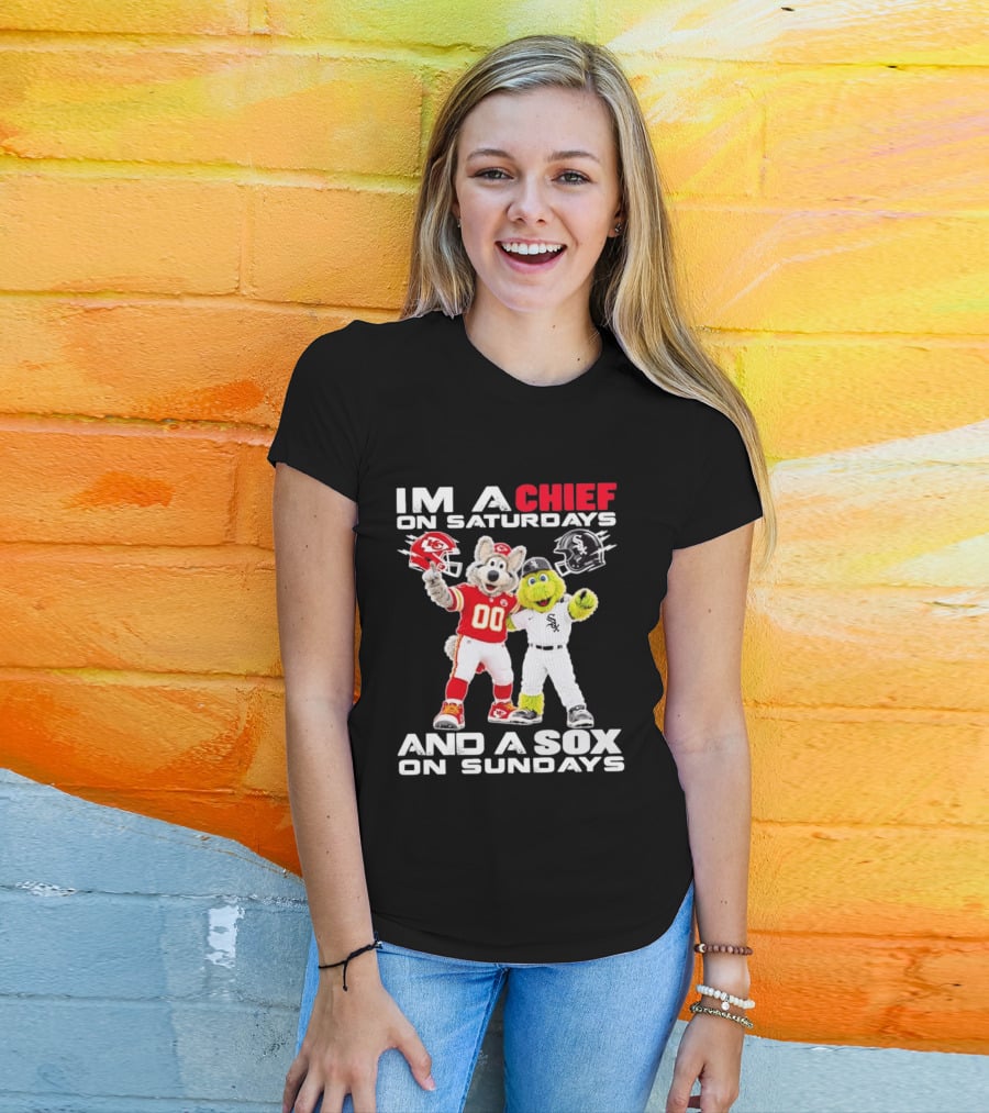 I'm A Chief On Saturdays And A Sox On Sundays Kansas City Chicago Mascots T-Shirt