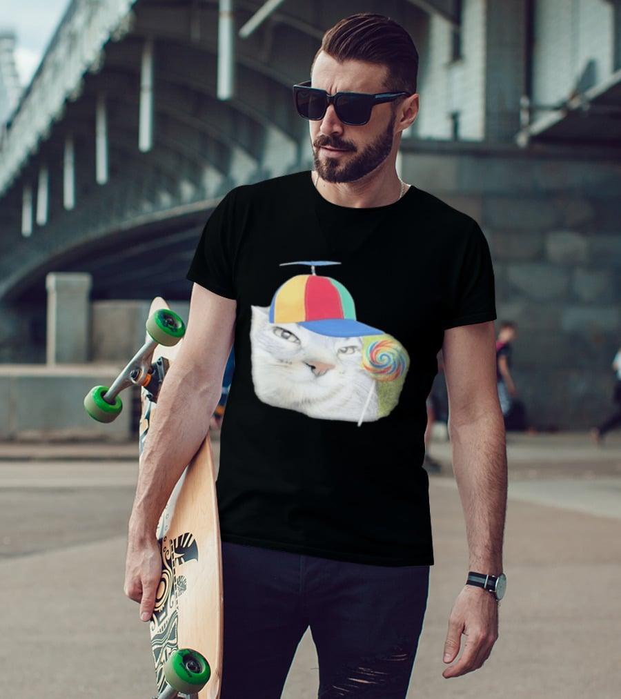 Silly Kitty Cat Candy Rainbow Cap Lollipop T-Shirt