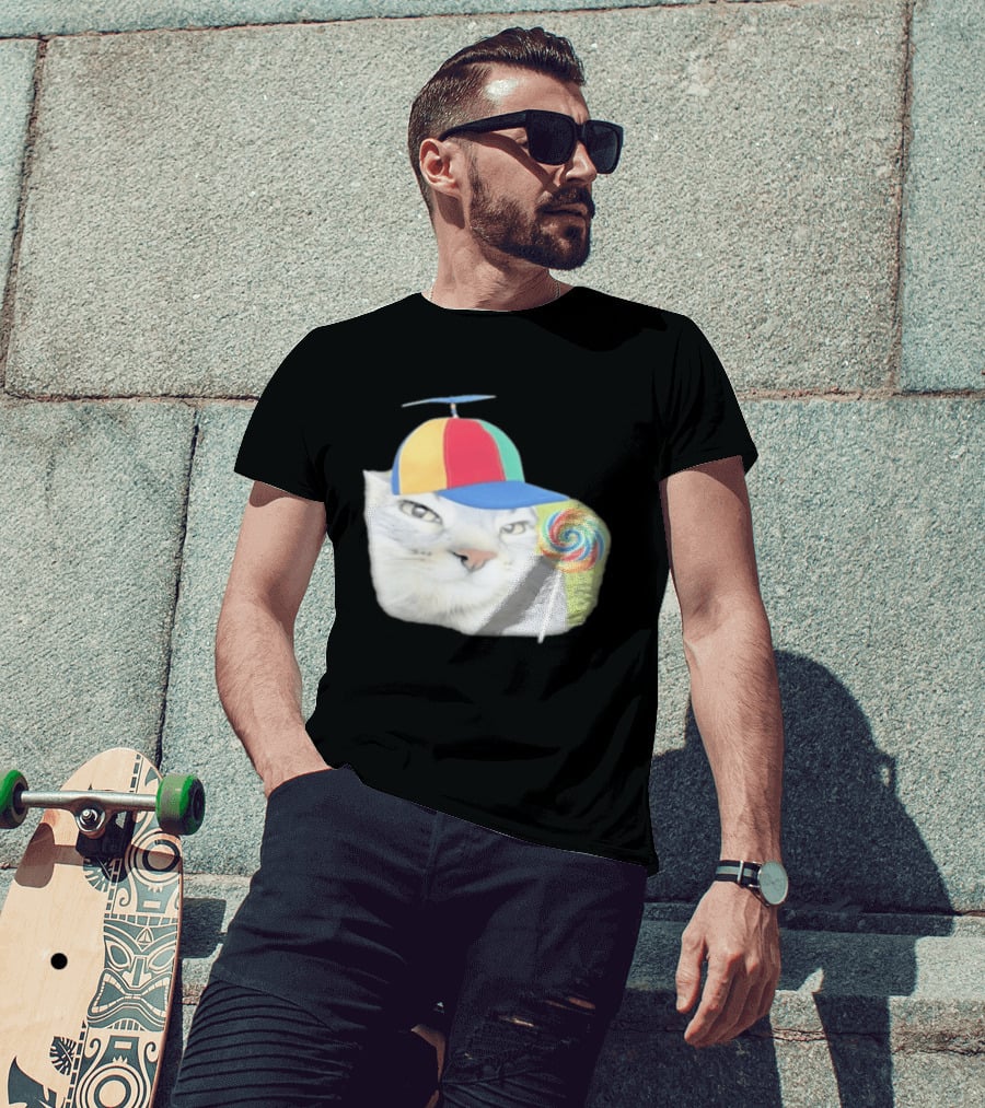 Silly Kitty Cat Candy Rainbow Cap Lollipop T-Shirt