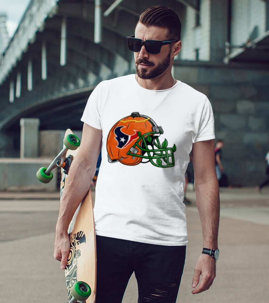 Houston Texans Pumpkin Helmet Halloween Football Fan T-Shirt