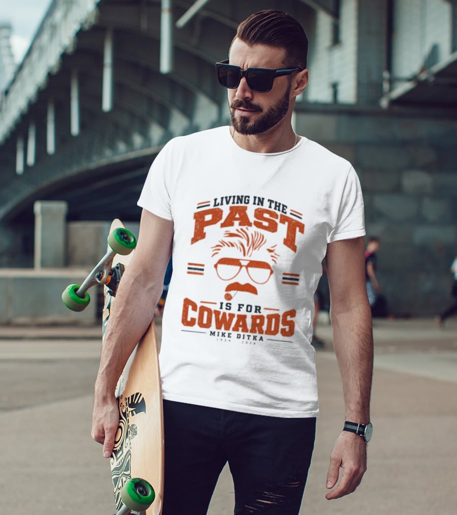 Living In The Past Is For Cowards Mike Ditka 1939 2026 Vintage Sunglasses And Mustache T-Shirt
