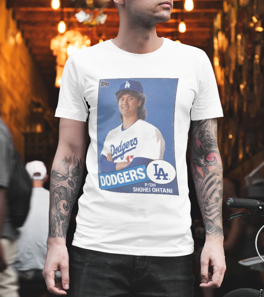 Shohei Ohtani Dodgers P/DH 80s Topps Los Angeles Baseball Card T-Shirt