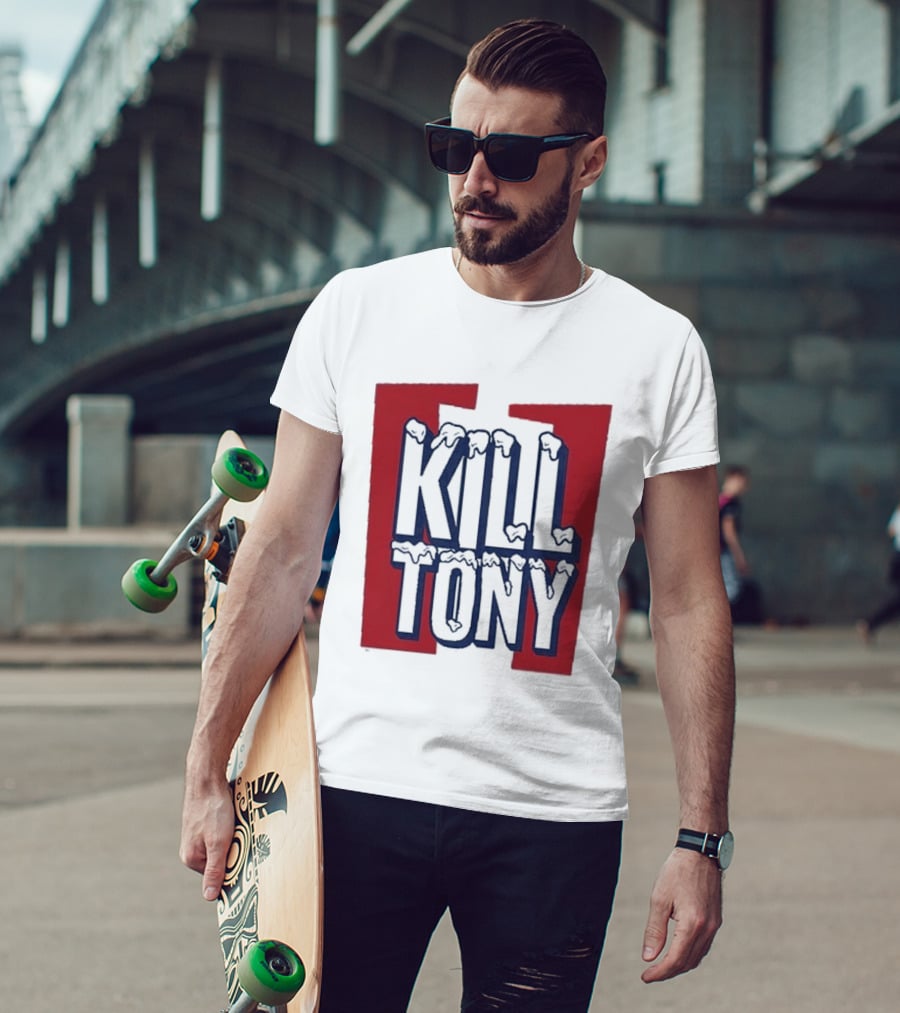 Kill Tony Ice Text Block Style With Red T-Shirt