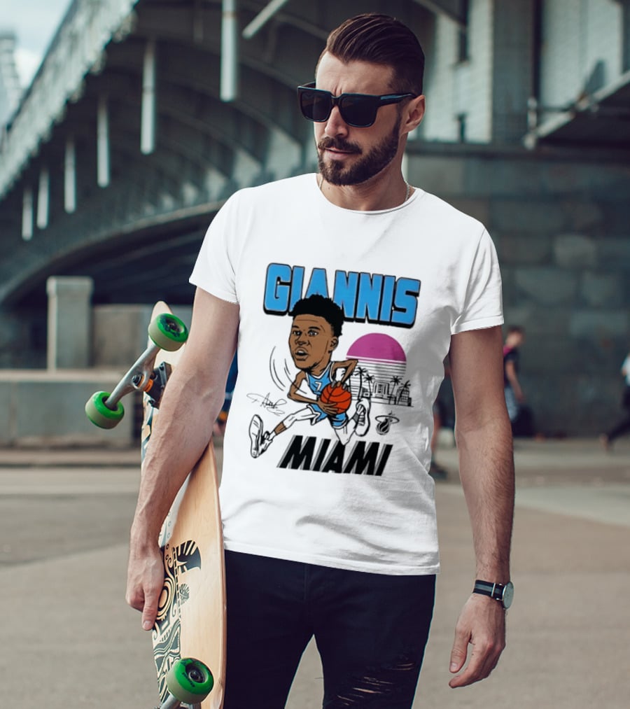 Giannis Antetokounmpo Vice City Miami Heat Caricature T-Shirt