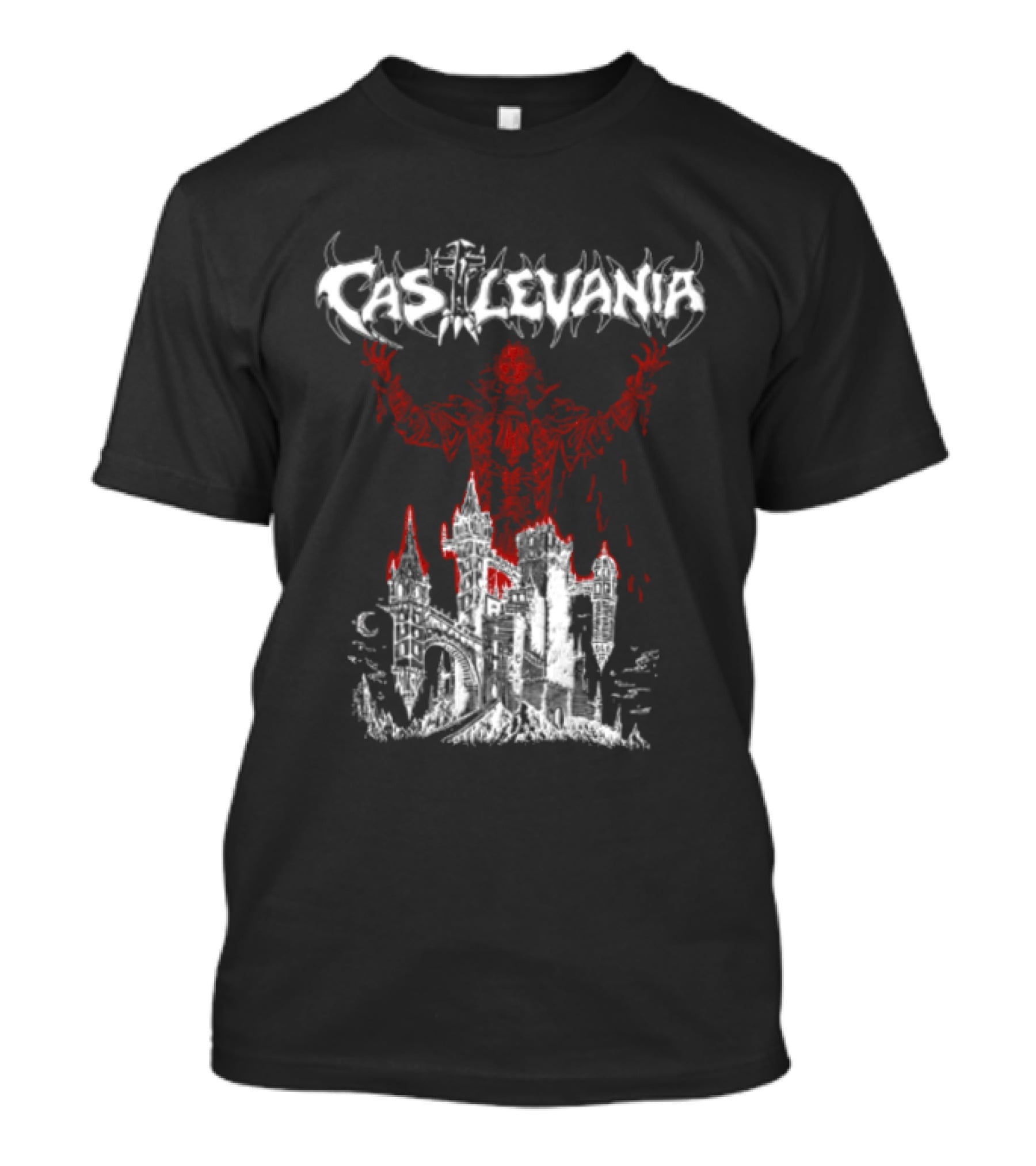 Castlevania Dracula Vampire Silhouette With Gothic Castle T-Shirt
