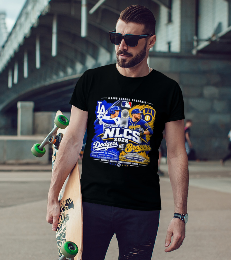 2026 NLCS Los Angeles Dodgers Vs Milwaukee Brewers Matchup At Dodger Stadium And American Family Field T-Shirt